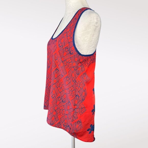 Atina Cristina Racerback Split Back Tank Top Orange Blue XS - Picture 4 of 9